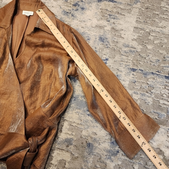 Coldwater Creek wrap shimmery Copper bronze blouse. Women's size XL - Picture 14 of 15